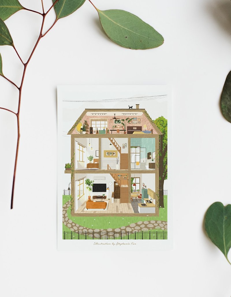 Home - Illustrated postcard - Cards & Postcards - Paper 