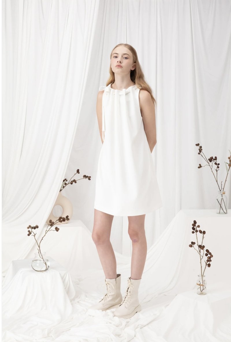 絲帶細節連身裙 - 洋裝/連身裙 - 其他材質 