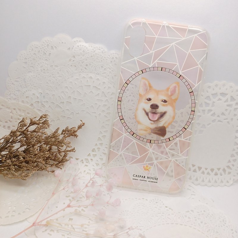 Mosaic Animal phone case - Shiba Inu - เคส/ซองมือถือ - พลาสติก สึชมพู