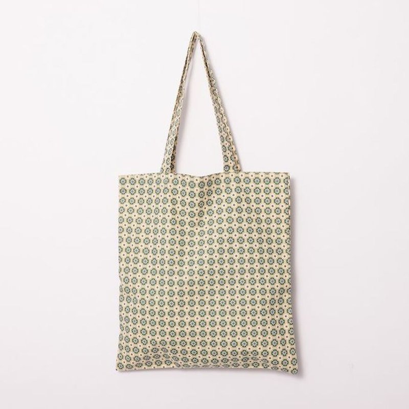簡單購物袋/老磁磚2號/米黃灰綠 - 側背包/斜背包 - 棉．麻 