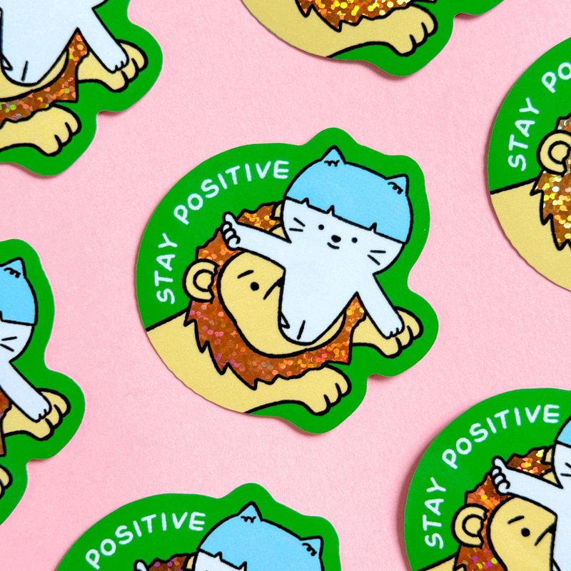 Glitter Sticker - Stay Positive - Stickers - Waterproof Material 