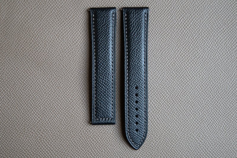 Black Epsom Calf leather custom watch strap for Omega deployment clasp - 錶帶 - 真皮 黑色