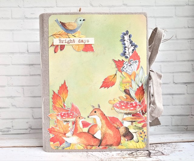 Autumn junk journal for sale Botanical junk book Thick large