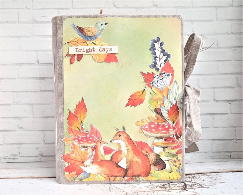 Autumn junk journal for sale Botanical junk book Thick large botany forest - สมุดบันทึก/สมุดปฏิทิน - กระดาษ สีเหลือง