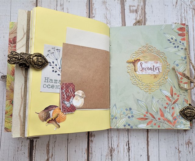 Autumn junk journal for sale Botanical junk book Thick large