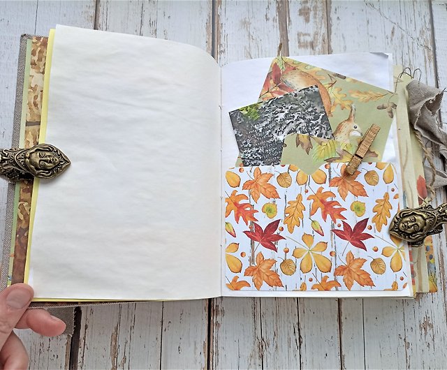 Autumn junk journal for sale Botanical junk book Thick large