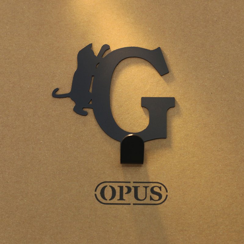 【OPUS東齊金工】當貓咪遇上字母G - 掛勾(黑)/壁飾掛鉤/收納無痕 - 壁貼/牆壁裝飾 - 其他金屬 黑色