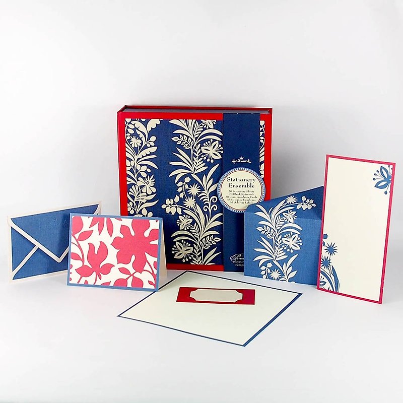 Classic floral card gift box with 3 types, 60 pieces in total, with styling stickers [Hallmark-Box Card/Multi-purpose] - Cards & Postcards - Paper Blue