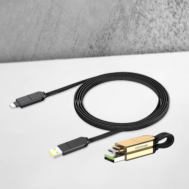 inCharge X 六合一充電傳輸線 100W  (一長一短/USB-C快充版) - 行動電源/充電線 - 其他材質 白色