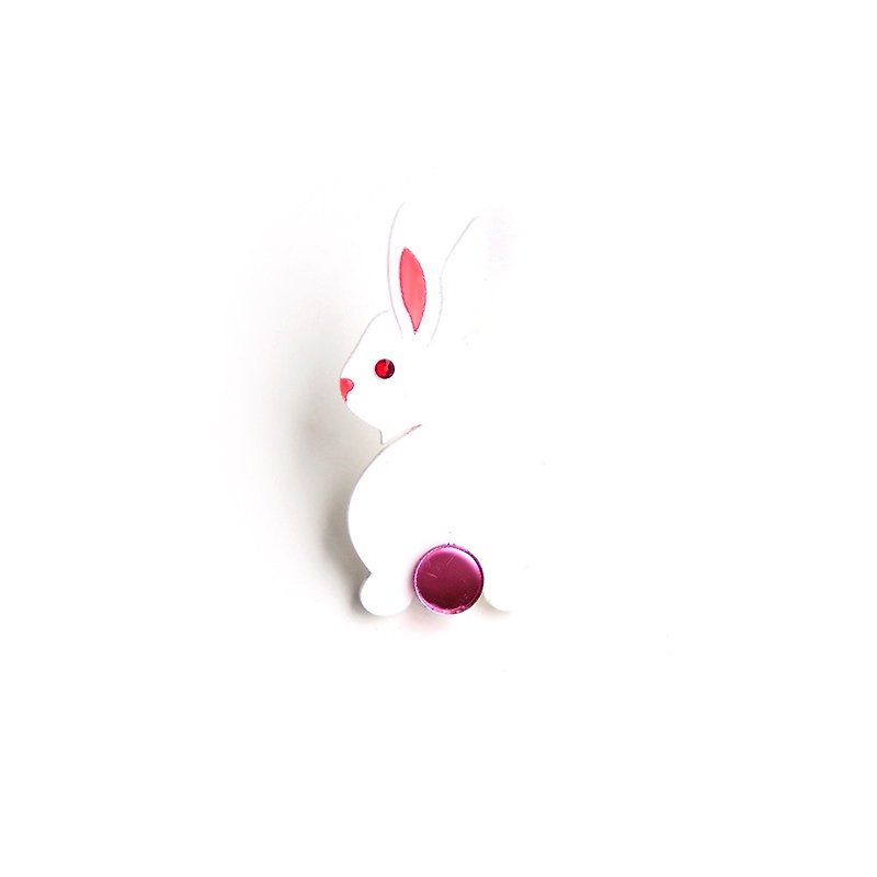 Rabbit Brooch - Brooches - Acrylic White