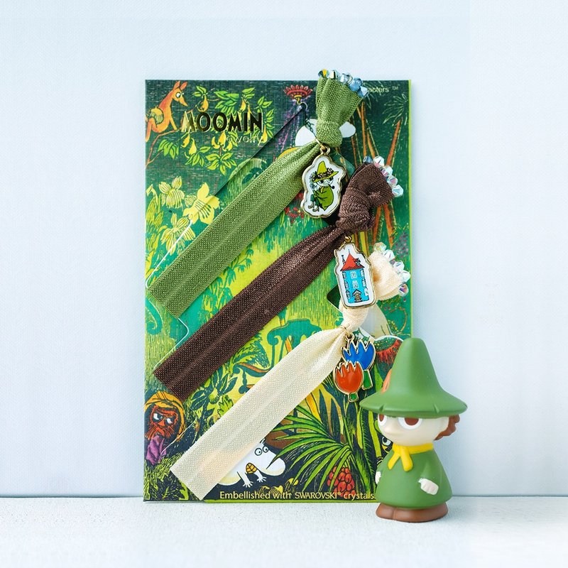 Snufkin set of 3 hair accessories - 髮圈/髮夾 - 貴金屬 綠色