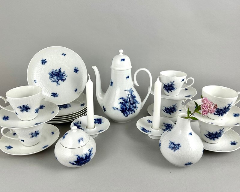 可愛復古 Rosenthal 陶瓷咖啡或茶具 1960 年代 - 茶壺/茶杯/茶具 - 瓷 藍色