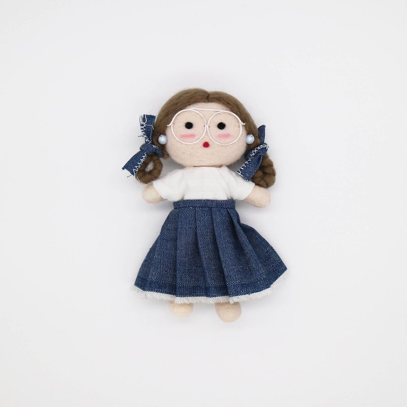 momoB - Mary - Mini Handmade Doll / Charm - Charms - Wool Blue