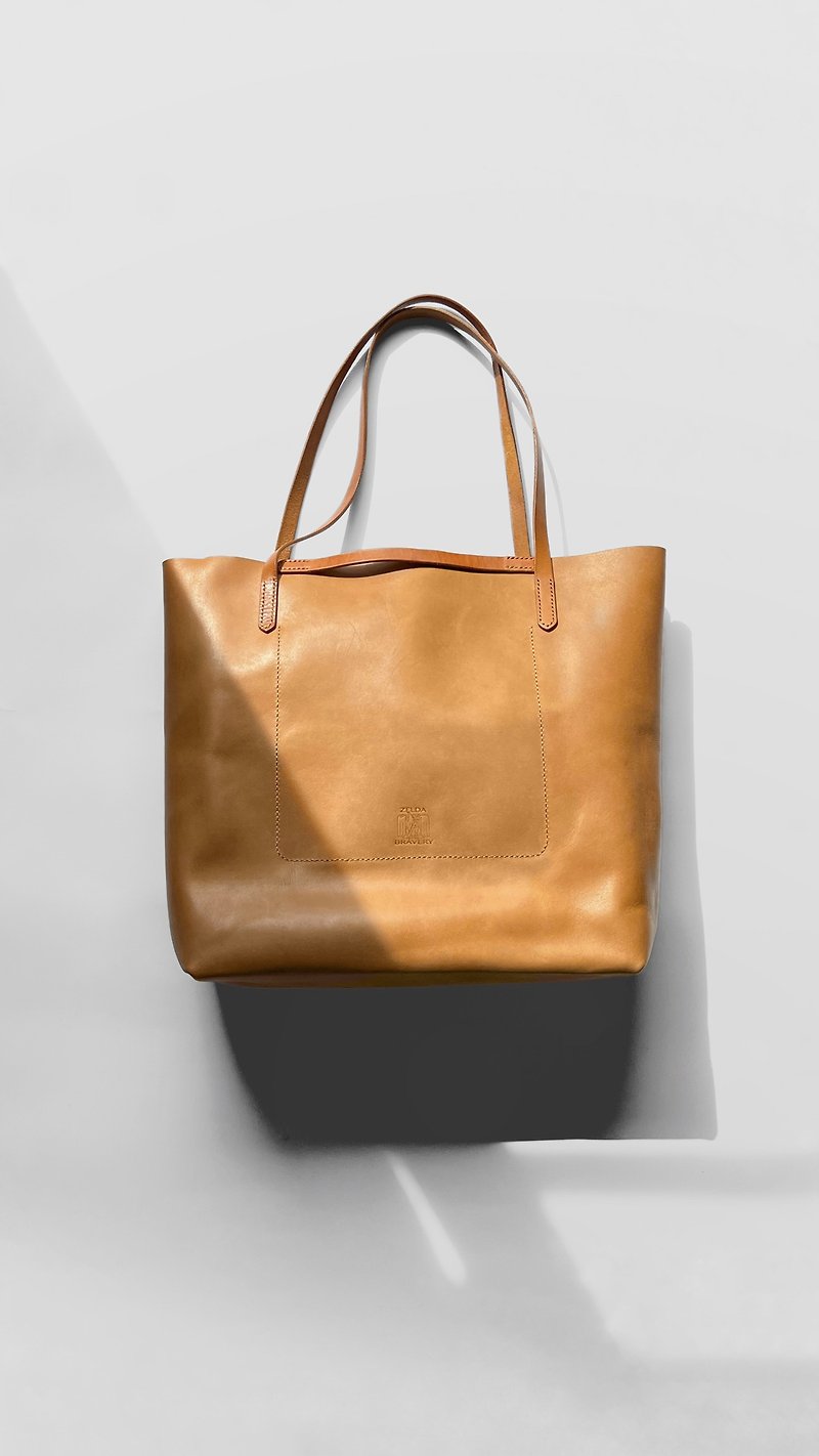 Classic vintage leather tote bag - กระเป๋าแมสเซนเจอร์ - หนังแท้ สีนำ้ตาล