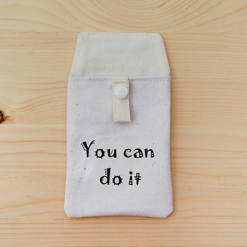Positive energy pocket pencil case_you can do it - Pencil Cases - Cotton & Hemp White