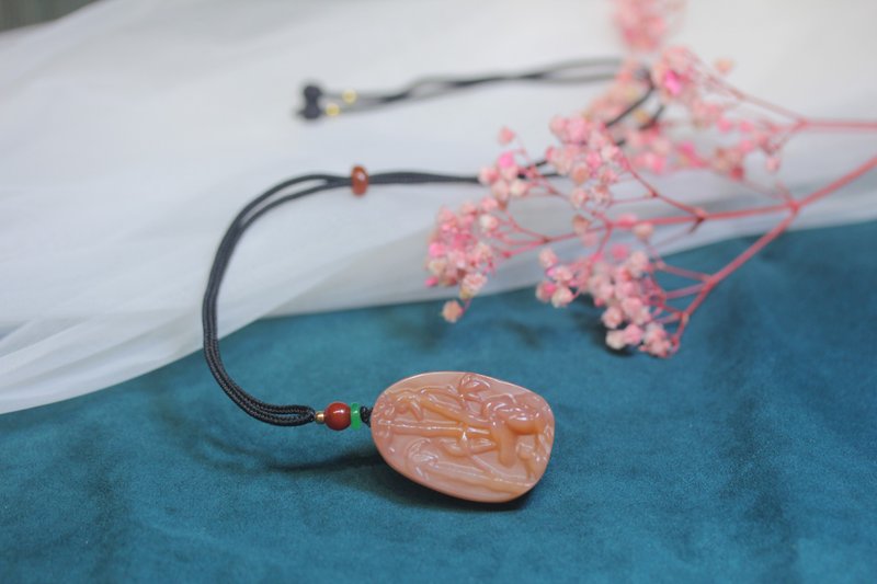 [Still High] Three-color Jade Necklace | Bamboo Pendant | Bamboo Newsletter Pendant | - สร้อยคอ - หยก สึชมพู