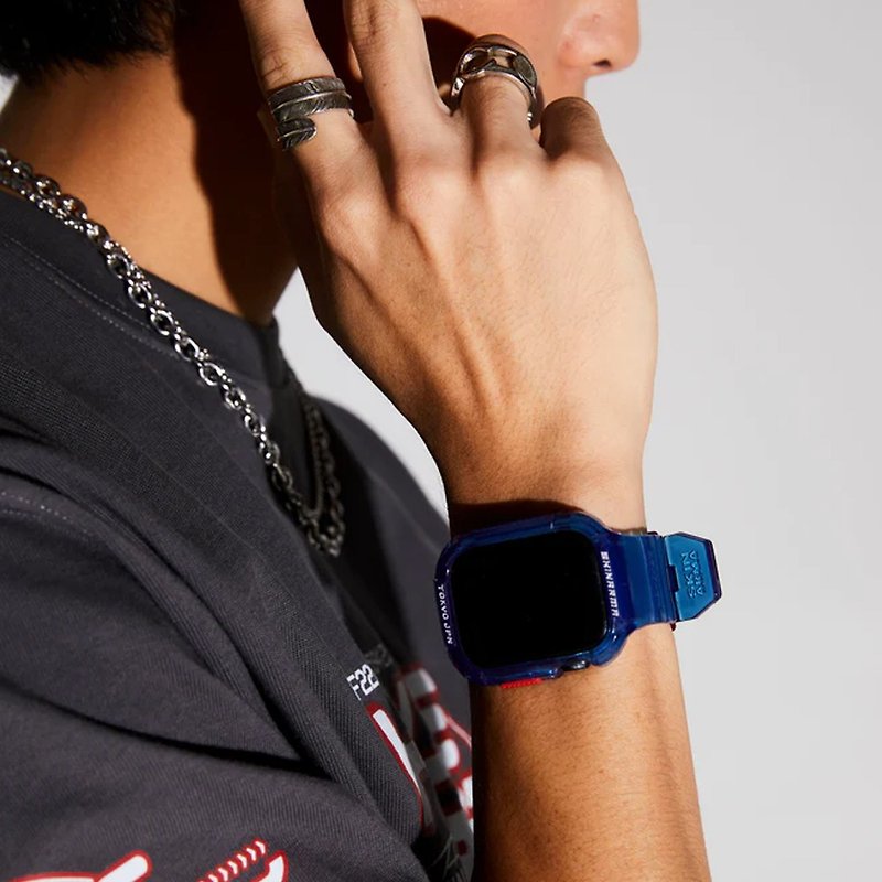 Apple Watch 45/44mm Saido Street Trend One-piece Strap-Blue - Watchbands - Plastic Blue