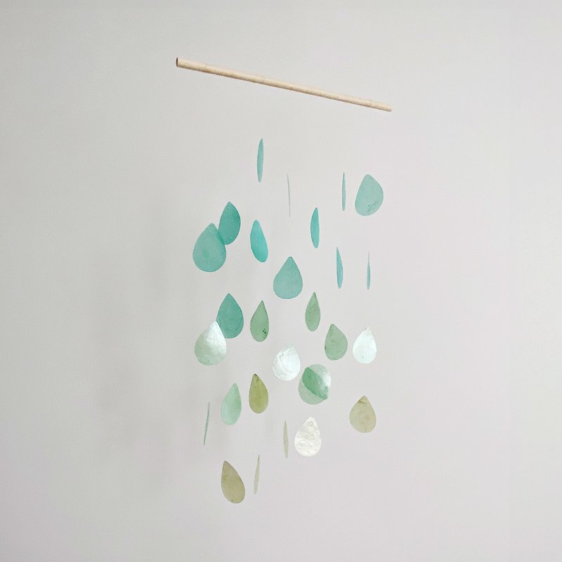 DIY-KIT| It's Raining in London-Green-Raindrop | Shell Wind Chime Mobile |#0-372 - 其他 - 貝殼 綠色
