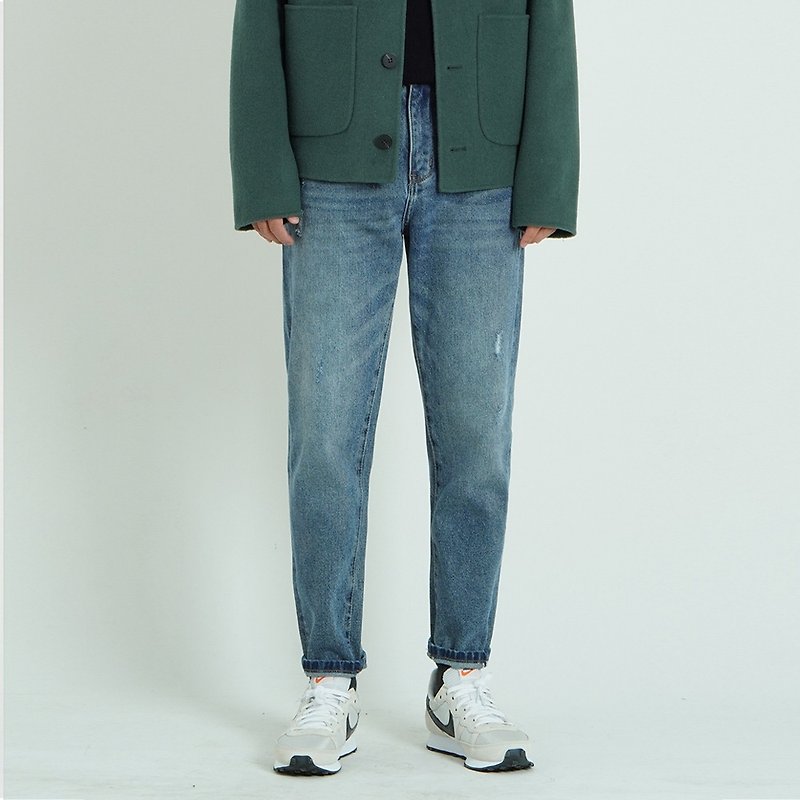 new casual mens mid-waisted jeans tapered nine-point pants - กางเกงขายาว - ผ้าฝ้าย/ผ้าลินิน 