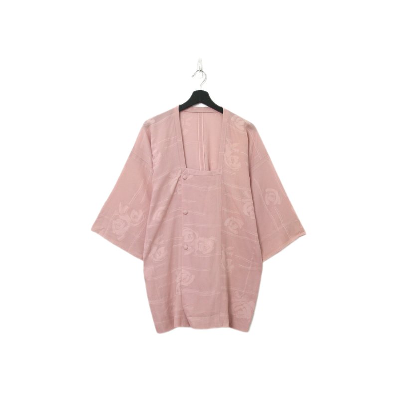 Back to Green-日本透膚羽織 道行 粉膚 tf-29/vintage kimono - 女大衣/外套 - 棉．麻 