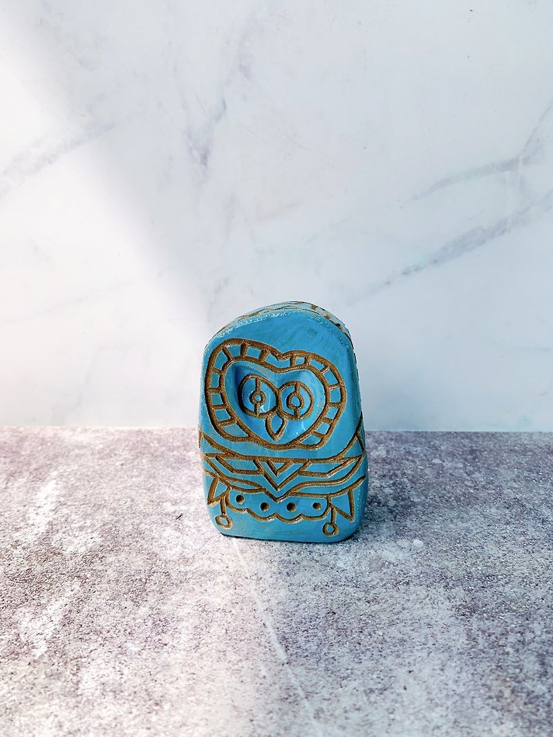 You said that blue is your favorite color Eagle│Owl Handmade Pottery・Decoration・Wenzhen・Creative Gift - ของวางตกแต่ง - ดินเผา สีน้ำเงิน