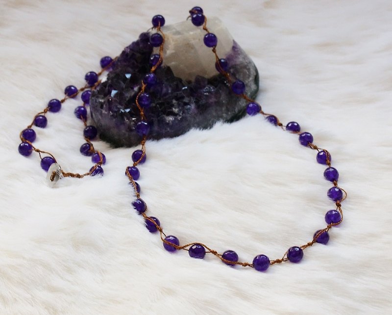 Hand crocheted multi function semi precious stone necklaces - สร้อยคอ - เครื่องประดับพลอย สีม่วง