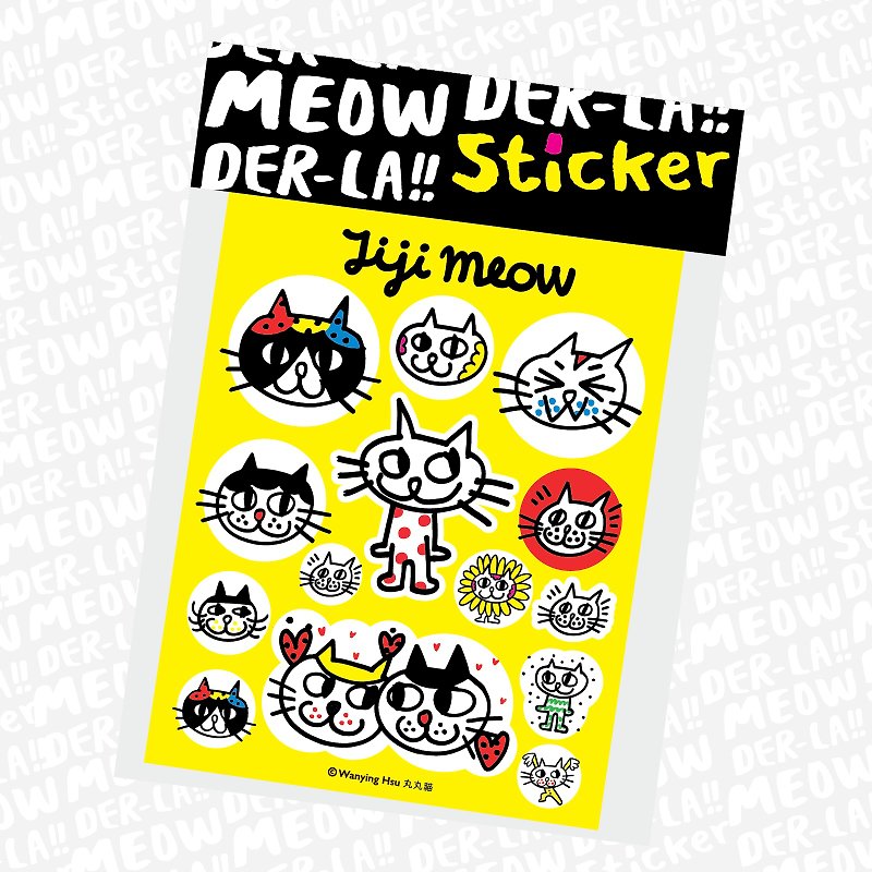 Maru Maru cat leaflet comprehensive small sticker JIJI MEOW - Stickers - Waterproof Material 