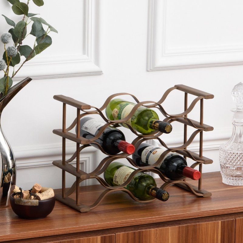 【Gudee】WAVI bottle rack wine rack (9 bottles included) - Storage - Bamboo Brown