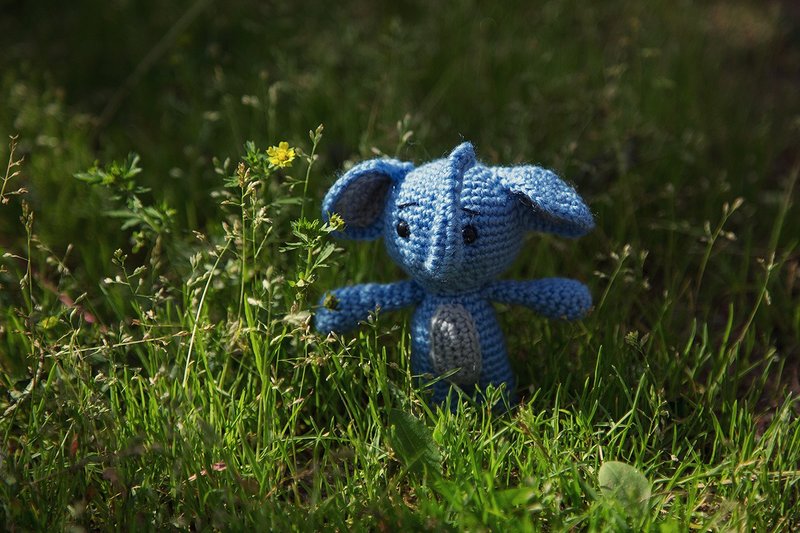 Crochet elephant, Crochet elephant 3,5 inch Stuffed toy, elephant toy - 寶寶/兒童玩具/玩偶 - 羊毛 粉紅色