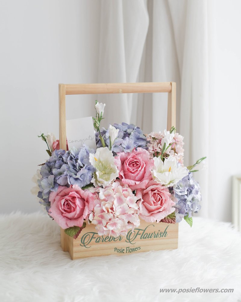 Pastel Pink and Blue - Vintage Flower Hamper - Items for Display - Paper Pink