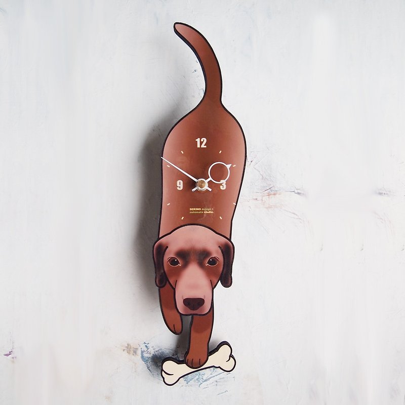 D-62 拉布拉多寻回犬(巧克力色) - 動物造型鐘擺鐘 - 時鐘/鬧鐘 - 木頭 