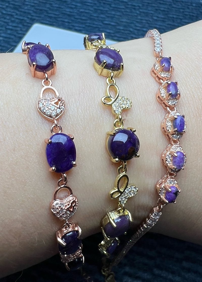 [Inexplicable and Wonderful Grocery Store] Anti-cancer Gemstone Shujulai Suji Stone Elegant S925 Silver Bracelet - Bracelets - Sterling Silver Purple
