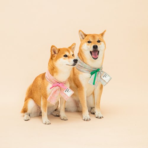 pat a pet Glen Check HANTEN Puff Scarf 粉紅色