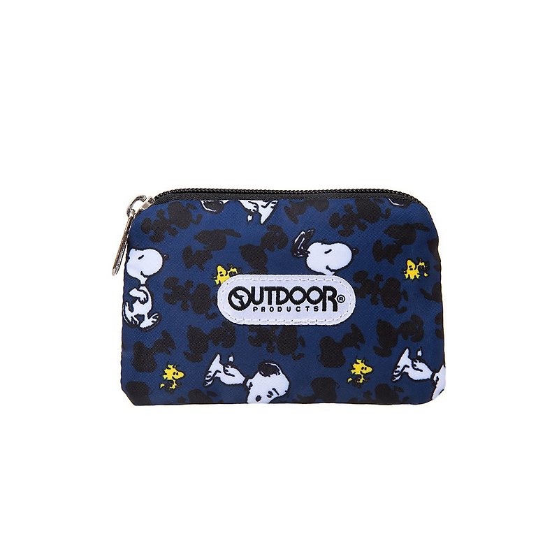 Christmas gift exchange [OUTDOOR] SNOOPY ticket card coin purse - dark blue ODP19D08NY - กระเป๋าใส่เหรียญ - เส้นใยสังเคราะห์ 