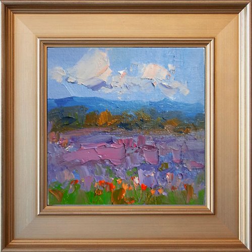 Arts from Malila Lavender painting, lavender field, Tuscany, Handmade Abstract Oil Painting Art