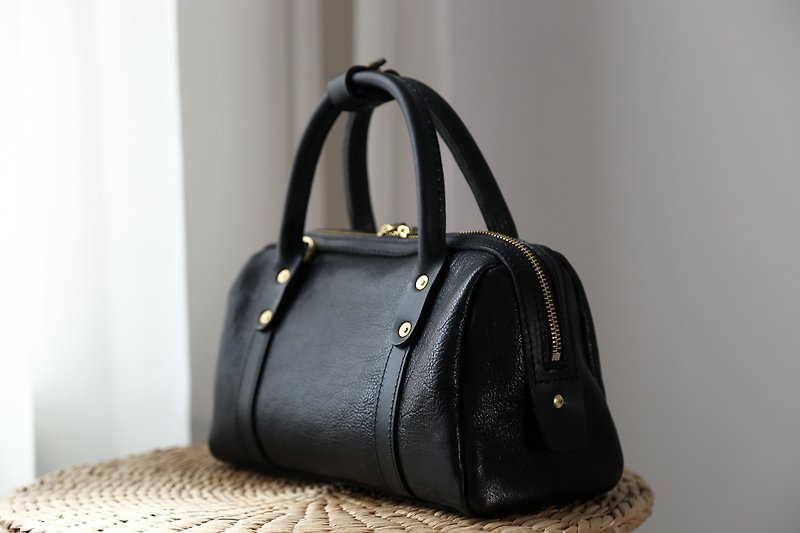 Nina Boston Mini Boston Bag - Messenger Bags & Sling Bags - Genuine Leather Black