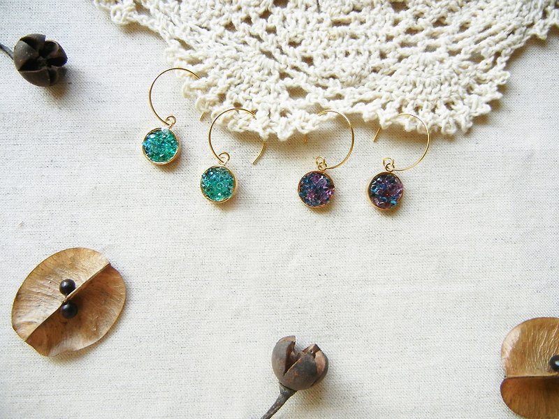 *coucoubird*m your crystal hole earrings - Earrings & Clip-ons - Gemstone Multicolor