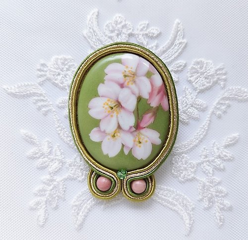 atelier-tomo 桜のブローチ 和 日本 刺繍