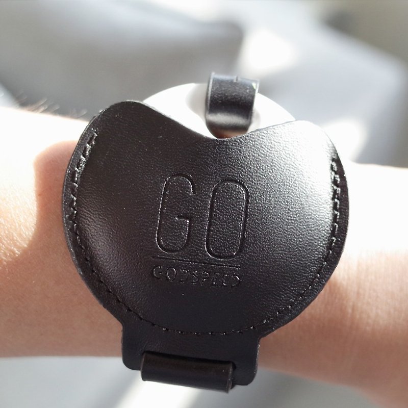 GOstrap-static ink black-GOGORO key leather bracelet - ที่ห้อยกุญแจ - หนังแท้ สีดำ