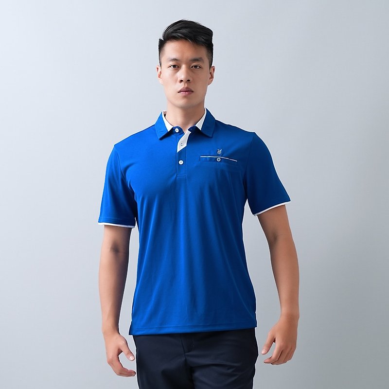 Men's Moisture Wicking and Anti-UV Functional POLO Shirt GS1037 (M-6L Large Size) / Royal Blue - Men's Sportswear Tops - Polyester Blue