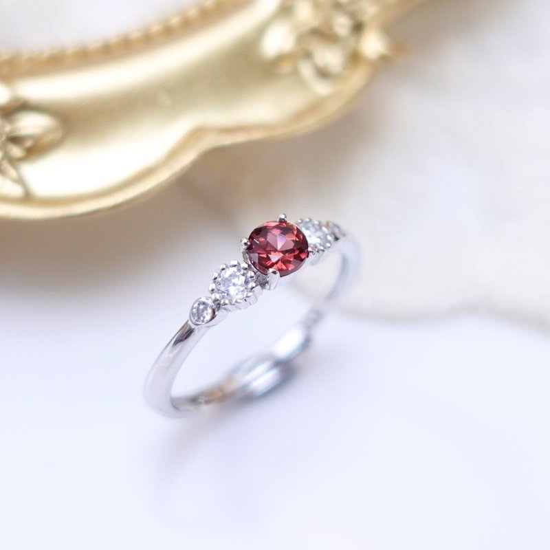 Natural Stone charm red luster Stone bottom chakra sterling silver ring gift choice - แหวนทั่วไป - เงินแท้ สีแดง