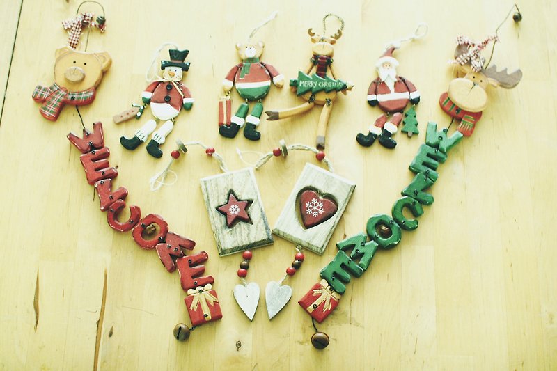 Good day fetish Netherlands vintage red and green Christmas ornaments / WALCOME / ornaments / gifts / elk / bear / snowman - Items for Display - Wood 