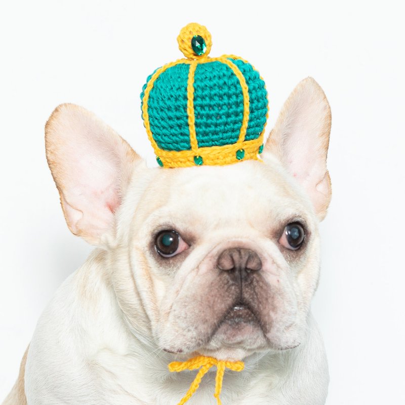 童話小國王 訂製皇冠 - 綠松石藍  聖誕禮盒 - 寵物衣服 - 棉．麻 藍色