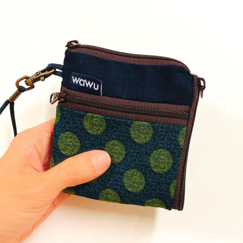 Sandwich Short Clip (Nichilan Maru) (with rope) Made to order* - Wallets - Cotton & Hemp Blue