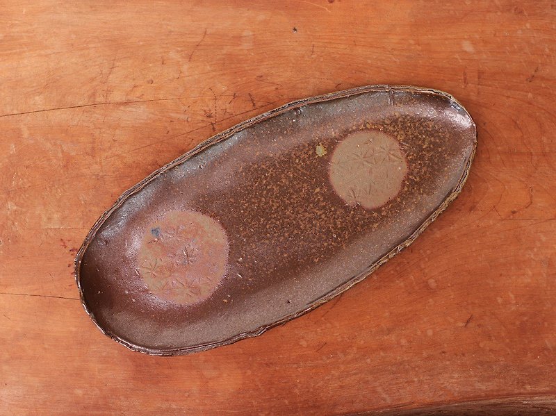 Bizen pottery oval dish · boita salmon (about 27 cm) sr4-053 - จานและถาด - ดินเผา สีนำ้ตาล