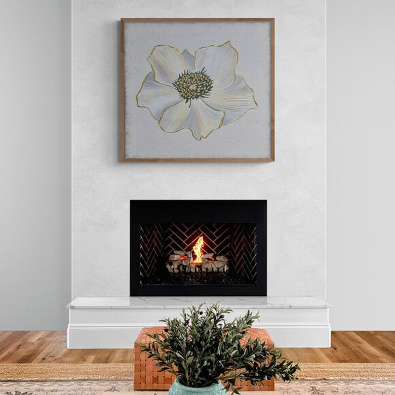 Original Large Canvas Gold Painting Flower Large Wall Art Textured Art - 壁貼/牆壁裝飾 - 棉．麻 黃色