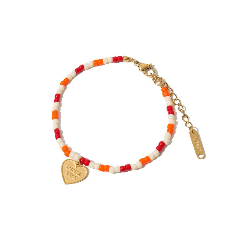 Fuck Yes & :)/ Bracelet • Red Orange - Bracelets - Other Metals Red