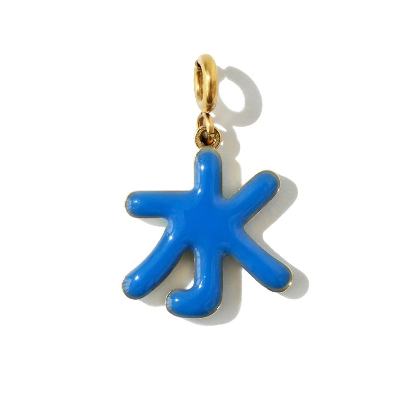 Five Elements / Water Pendant • Cyan & Cobalt - Charms - Stainless Steel Blue