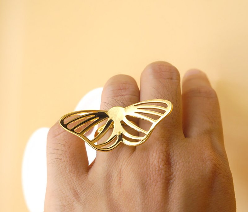 Handmade Butterfly Ring - 18K gold plated on brass - General Rings - Other Metals Gold