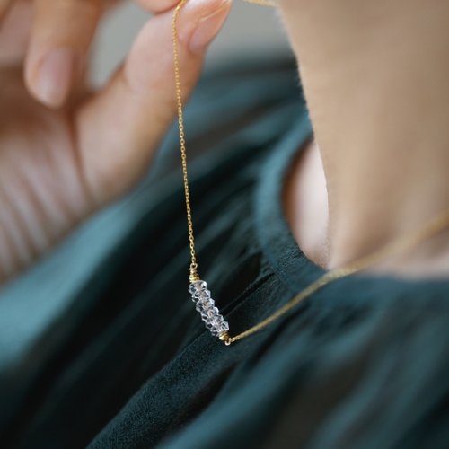 Zuzu Jewelry ldyllic淨化 925純銀鍍18k金 天然石白水晶項鍊 鎖骨鍊